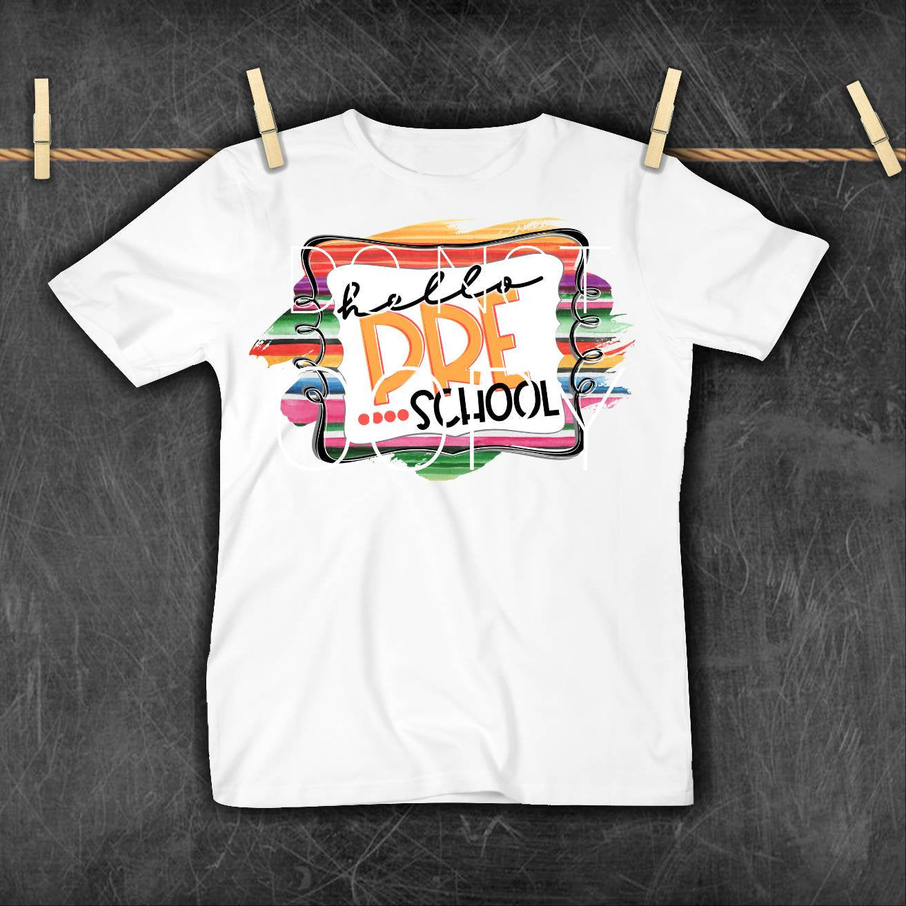 Hello Pre School DTF Transfer | Kids Serape Back To School DTF Transfer | Ready to Press DTF Transfer