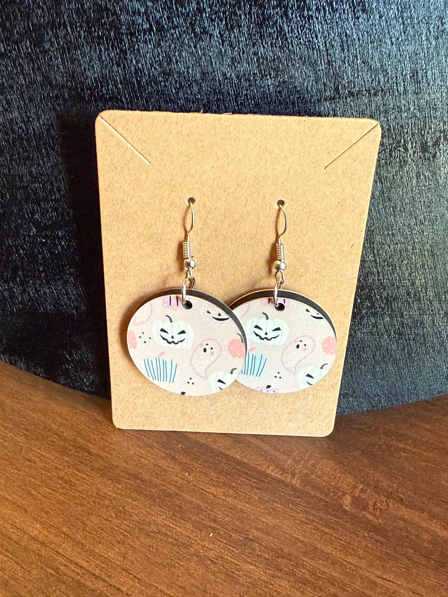 Pastel Halloween Round Dangly Earrings