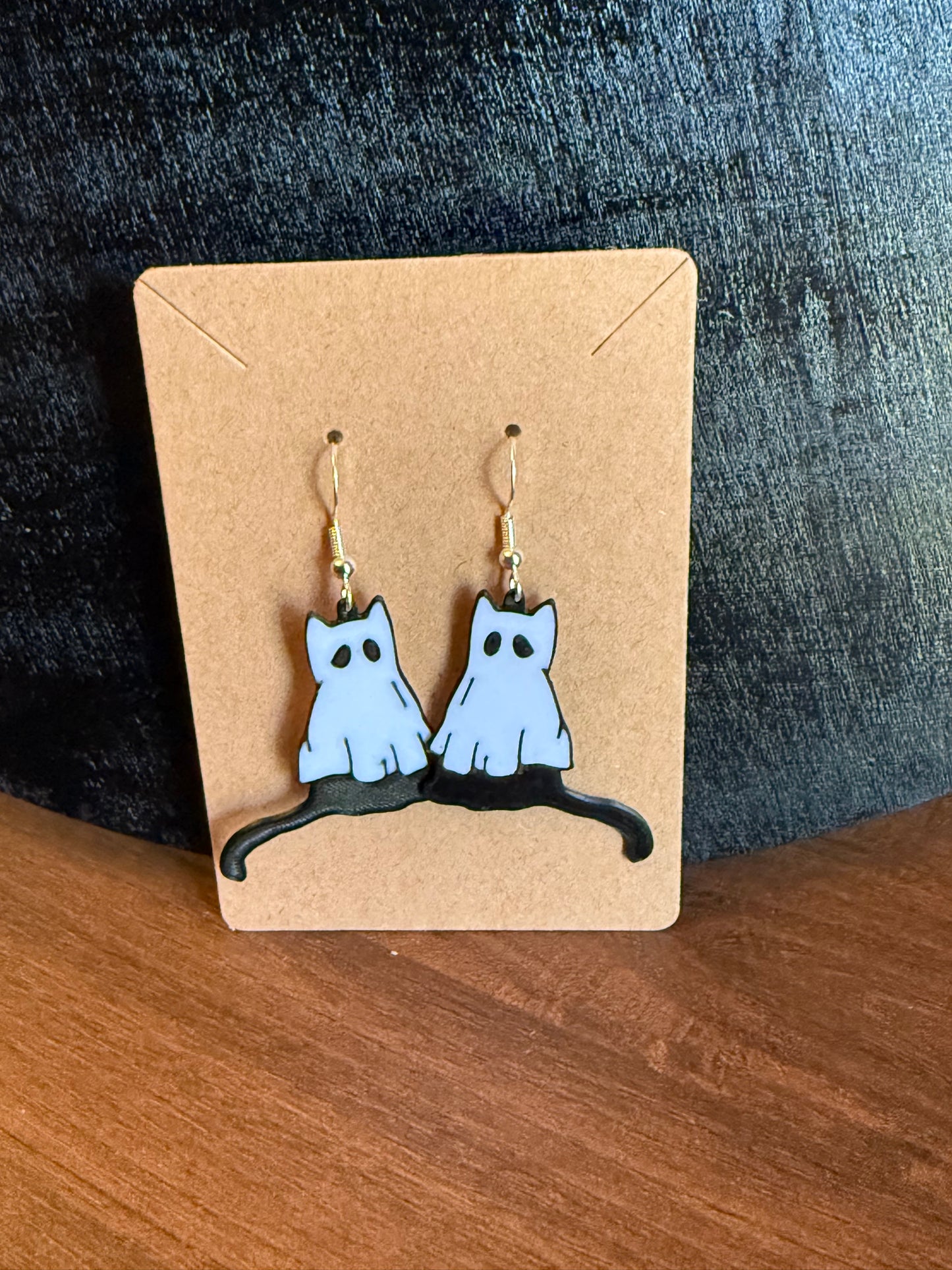 Ghost Cat Dangly Earrings