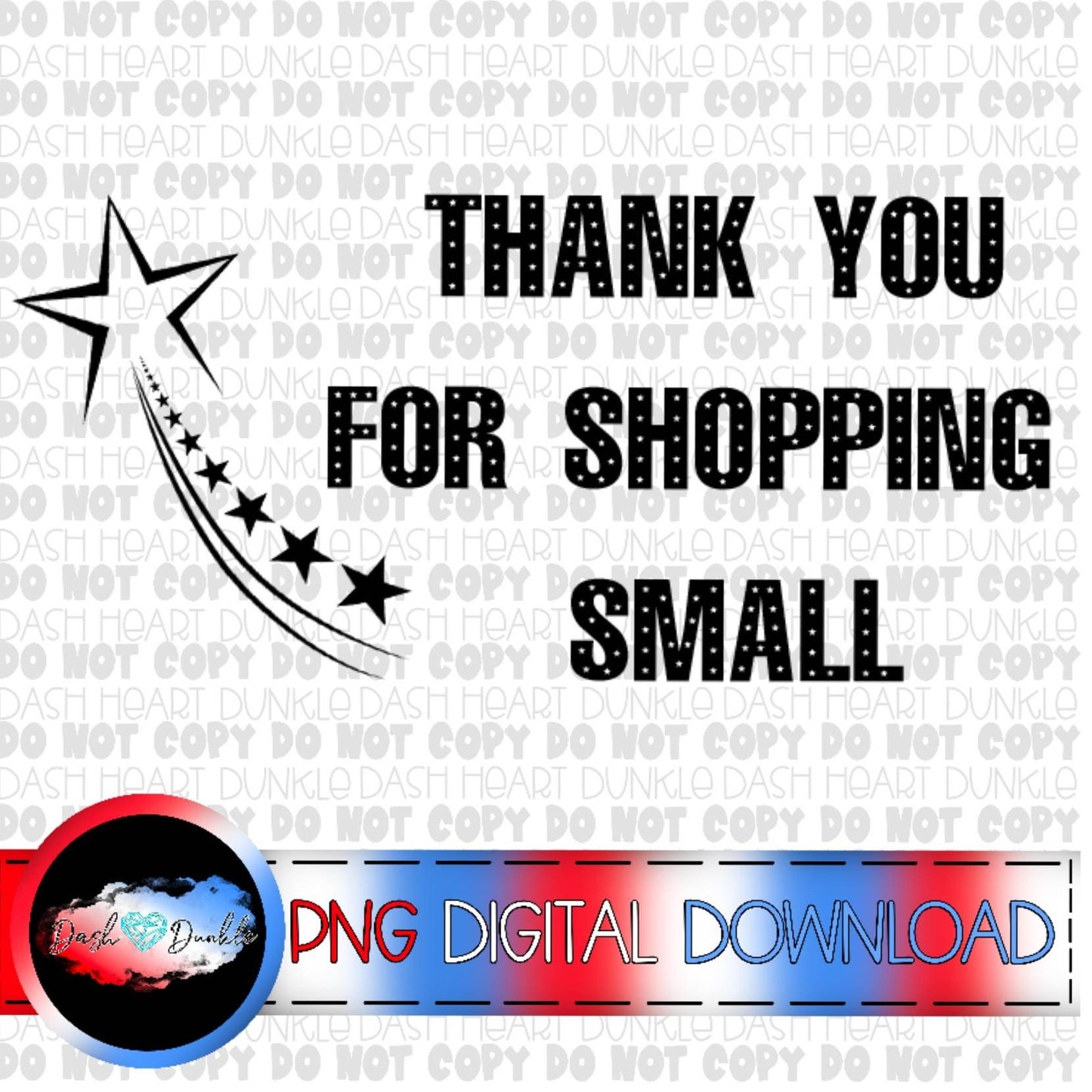 Thank You For Shopping Small PNG | Thermal Printer Sticker Digital Download | Patriotic Fourth Of July Digital