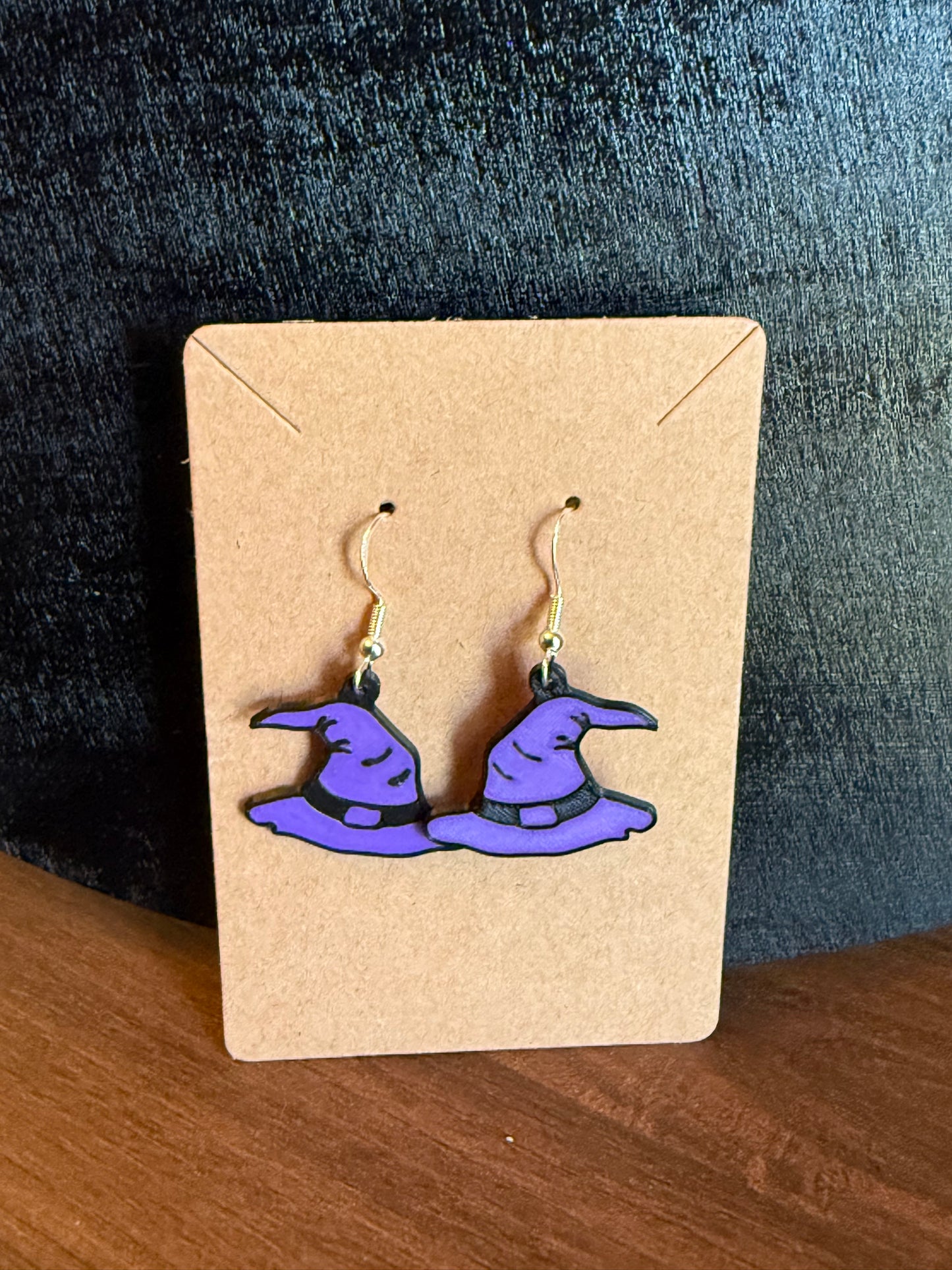 Purple Witch Hats Dangly Earrings