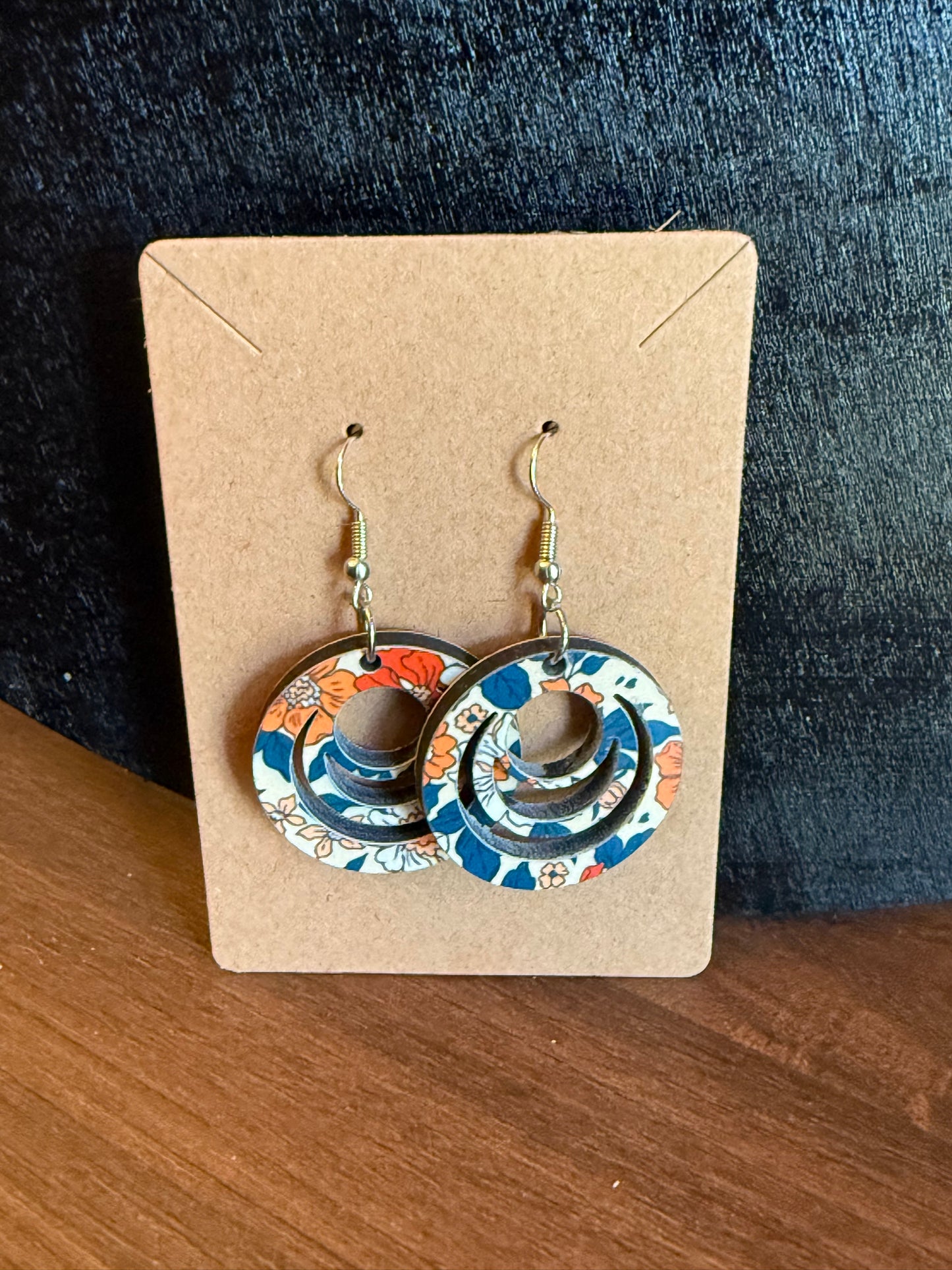 Autumn Floral Round Dangly Earrings