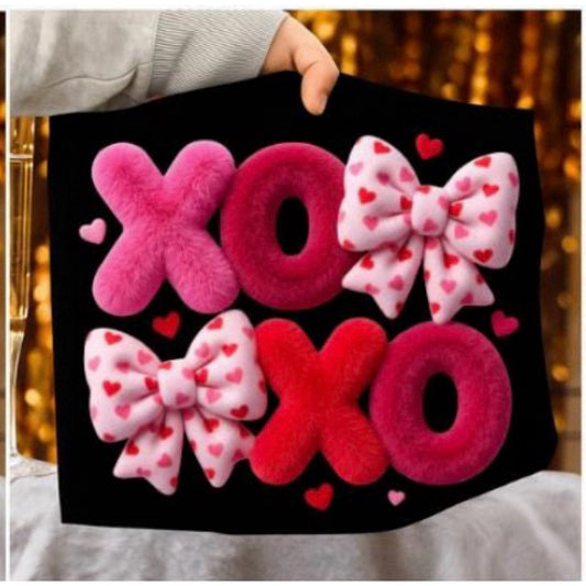 XOXO With Bows Stacked | Faux Yarn | Ready to Press DTF Transfer