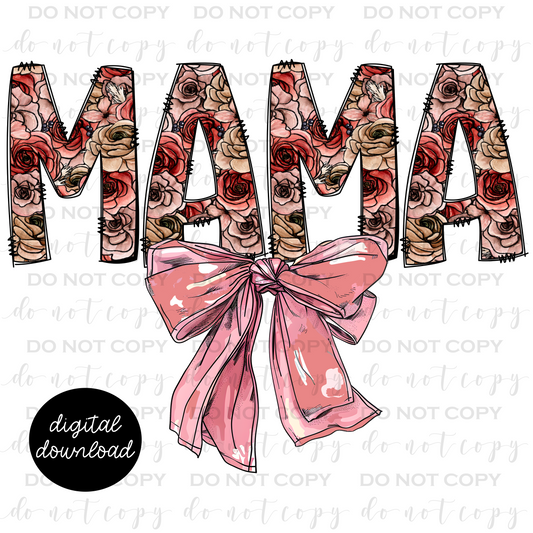 Floral Rose Mama with Bow Digital Download | Sarcastic PNG