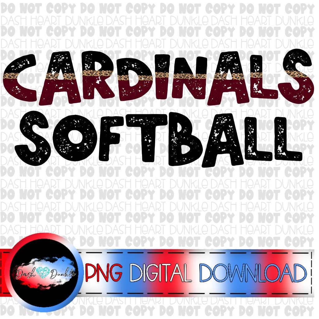 Maroon and Black Cardinals Softball Digital Download | Mascot PNG | School PNG